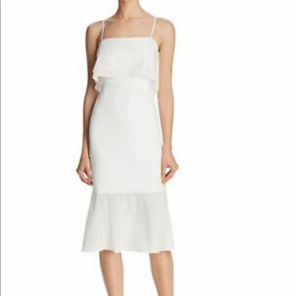 Aidan Mattox White Tiered Sleeveless dress
